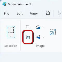 The location of the remove background tool in Microsoft Paint.