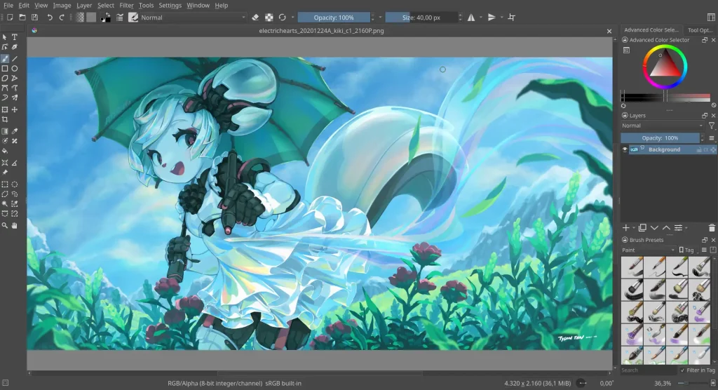 A screenshot of Krita.