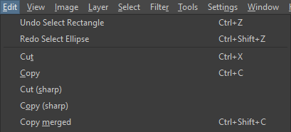 Krita's menubar showing "Undo Select Rectangle" and "Redo Select Ellipse."