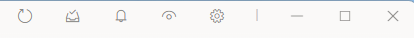 A series of icons on a window's titlebar next to the traditional close, maximize, and minimize buttons: a refresh icon, a checkbox icon, a bell icon, an eye icon, and a cog icon.